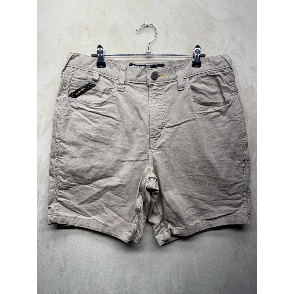 Ariat Rebar M4 Shorts Mens 32 Beige Relaxed DuraStretch Work Utility Carpenter